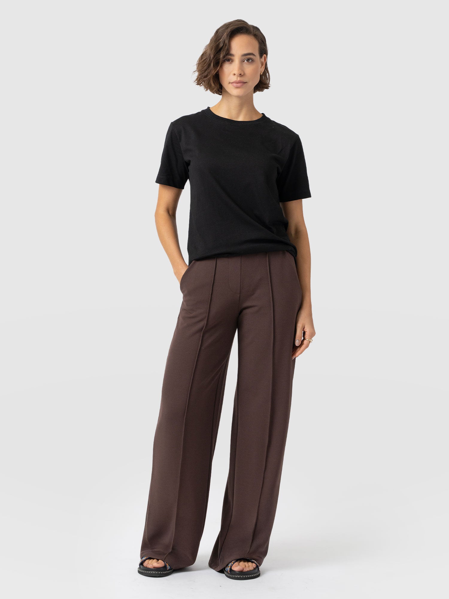 Keller Wide Leg Pant - Brown
